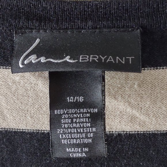 Lane Bryant Sweater, Black & Cream Stripes w/ Lace Detail, Size 14/16 - Picture 4 of 4